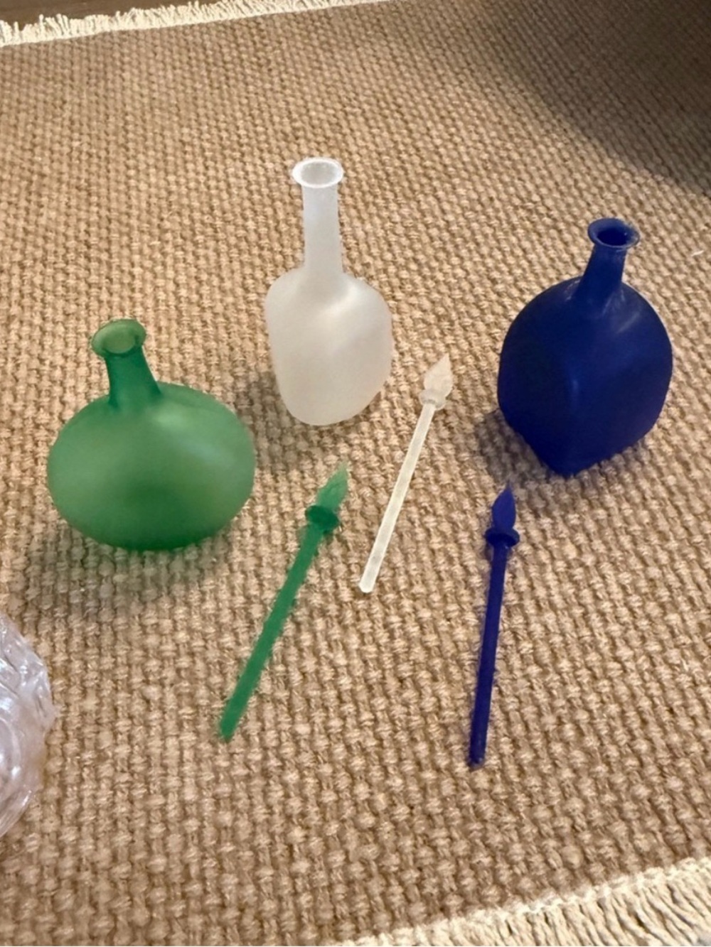 Vintage handblown decanters glass perfume bottles essentials oil bottles ~blue - Picture 2 of 10